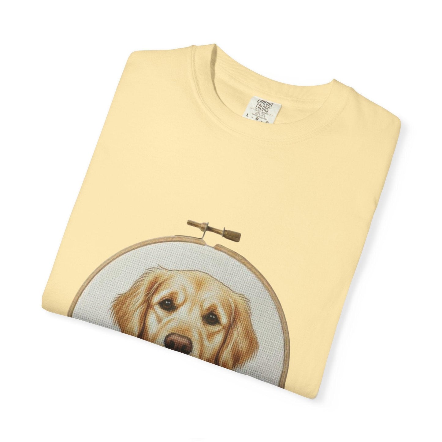 Golden Retriever Portrait T-Shirt | Embroidery Hoop Dog Art