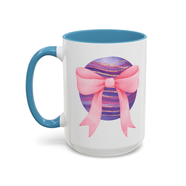 Pink/Purple Planet Wrapped In A Bow Accent Coffee Mug