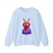 Golden Doodle with Reindeer Antlers Sweatshirt | Holiday Dog Sweater Design