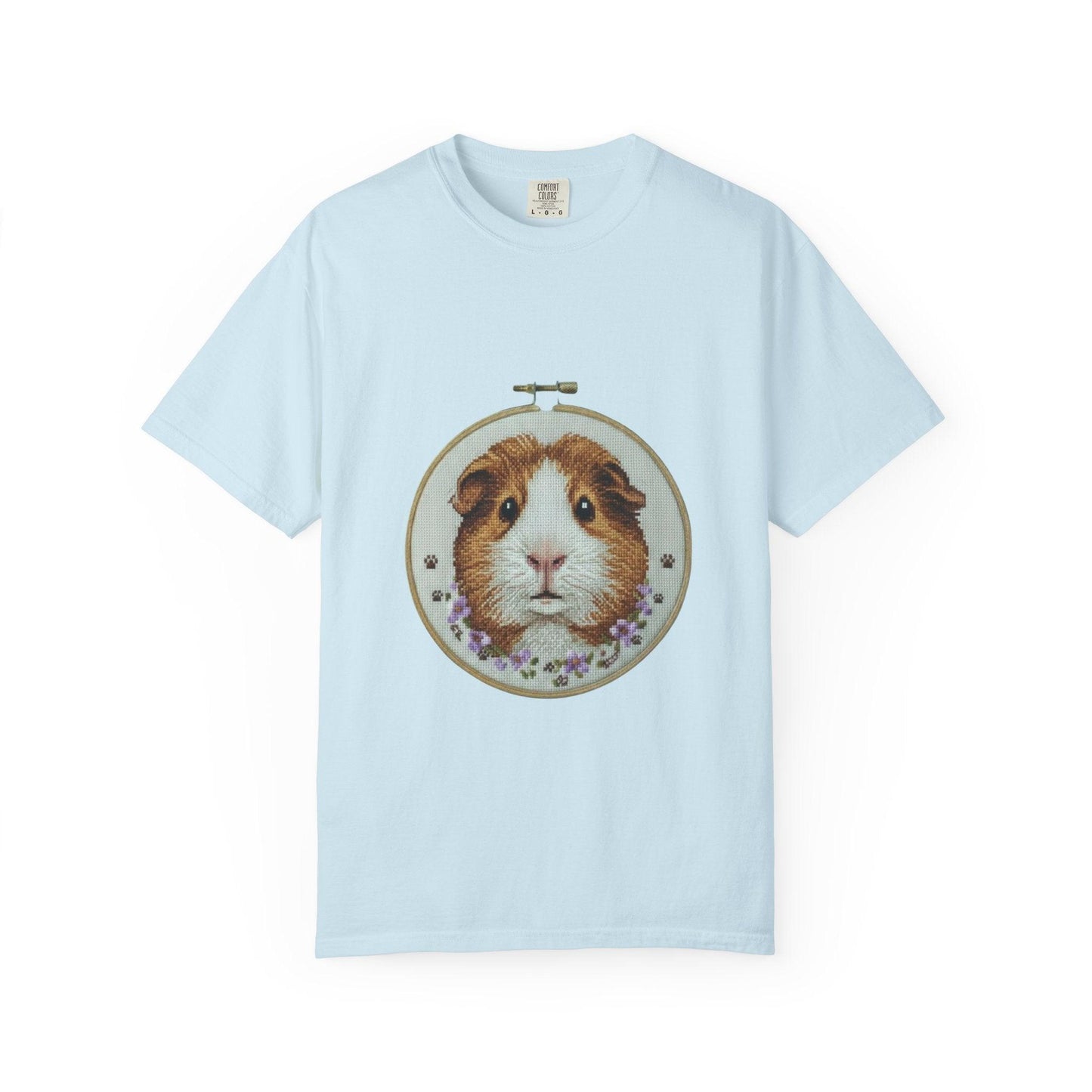 Guinea Pig Portrait T-shirt | Embroidery Hoop Style, Cute Pet Graphic