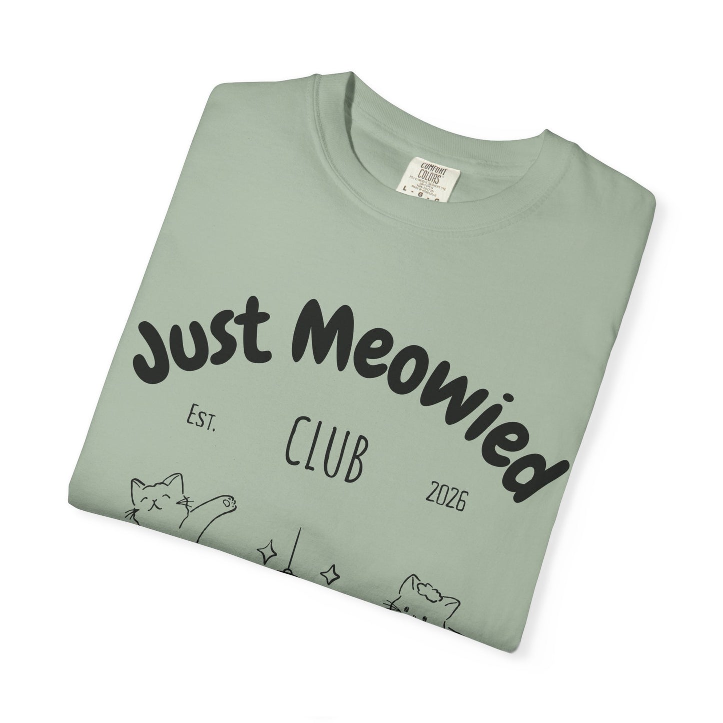 Just Married Cat Wedding Shirt Newlywed Couple Matching T-Shirt Comfort Colors Mr And Mrs Tee Just Meowied Honeymoon Gift For Bride Groom