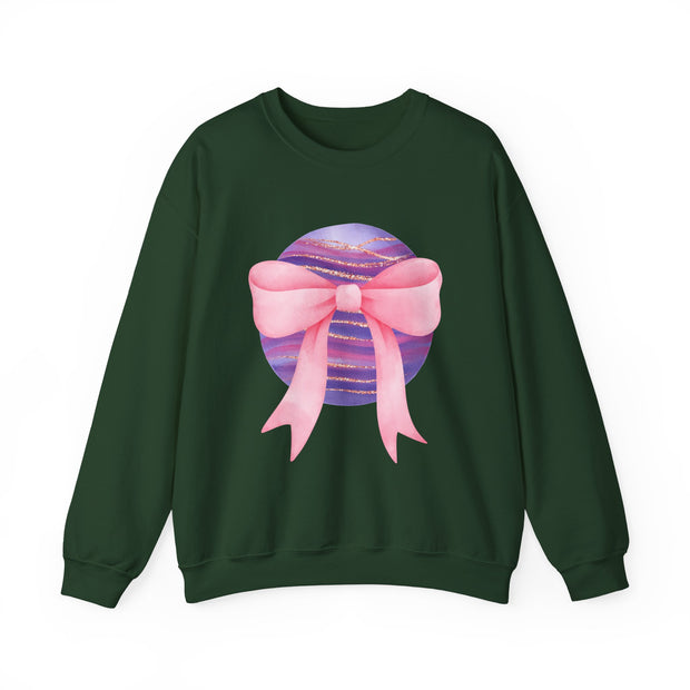 Pink/Purple Planet Wrapped In A Bow Crewneck Sweatshirt