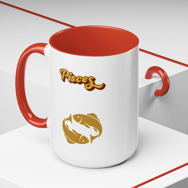 'Pisces' Zodiac Accent Coffee Mug