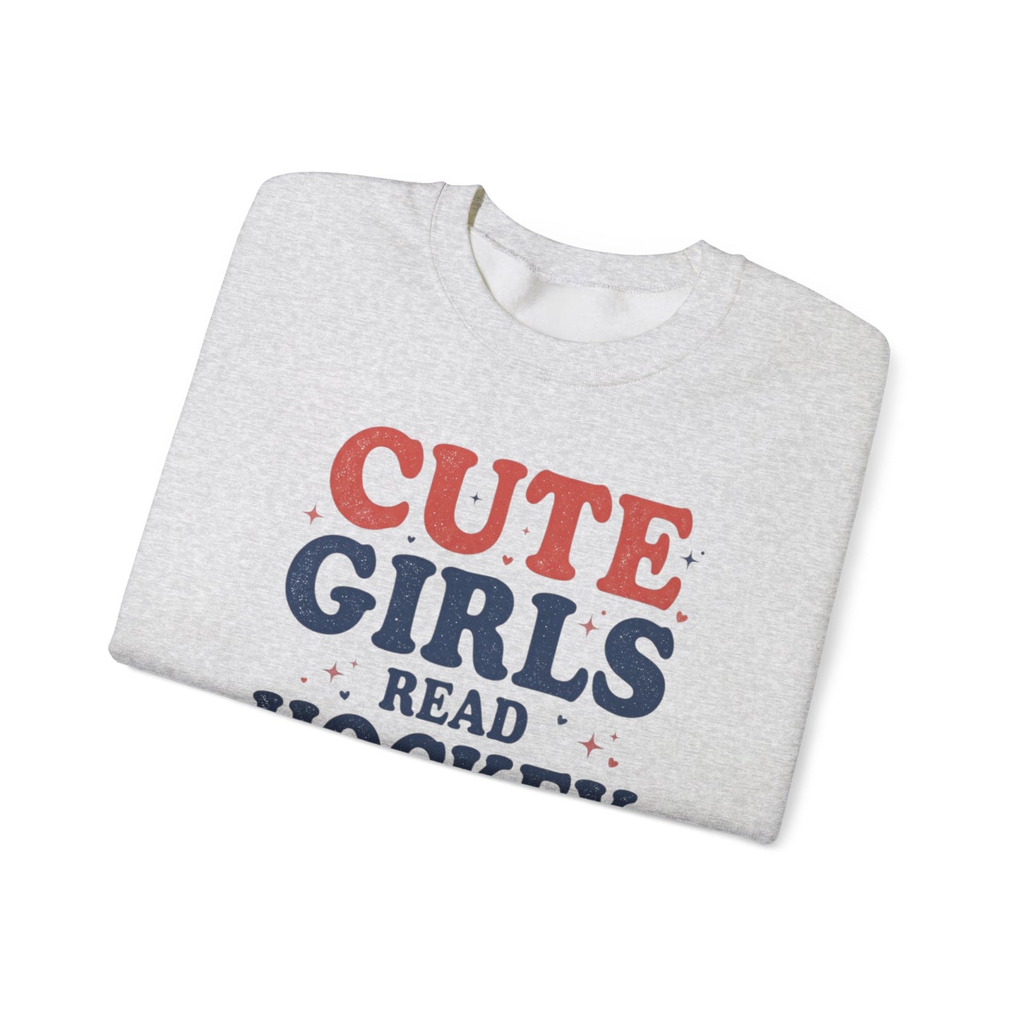 Cute Girls Read Hockey Romance Sweatshirt, Hockey Romance Booktok Crewneck, Sports Romance Reader Pullover