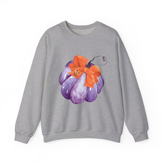 Purple Pumpkin Wrapped In A Bow Unisex Crewneck Sweatshirt