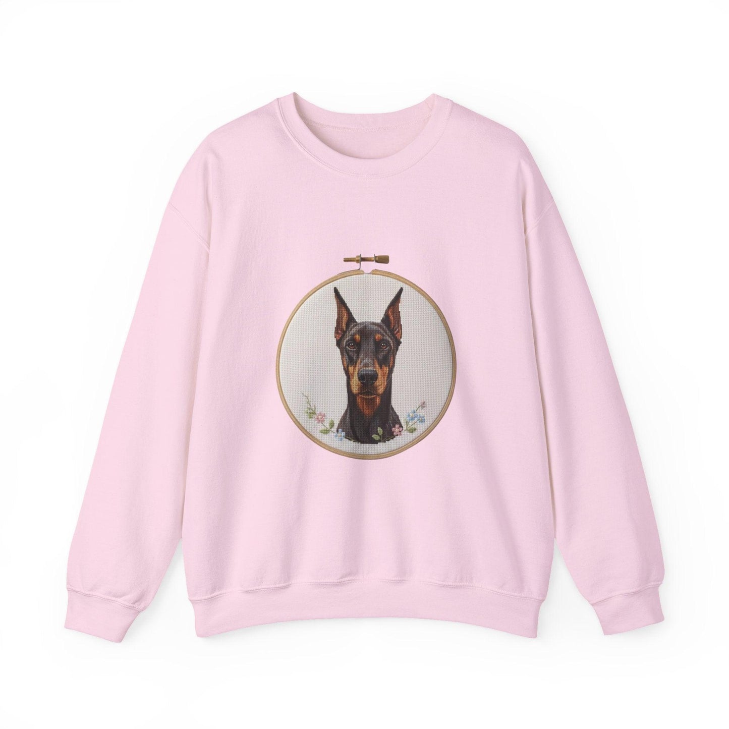 Doberman Portrait Embroidery Hoop Sweatshirt | Dog Face Crewneck