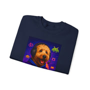 Gaming Golden Doodle Illustration Crewneck Sweatshirt | Retro Arcade Gamer