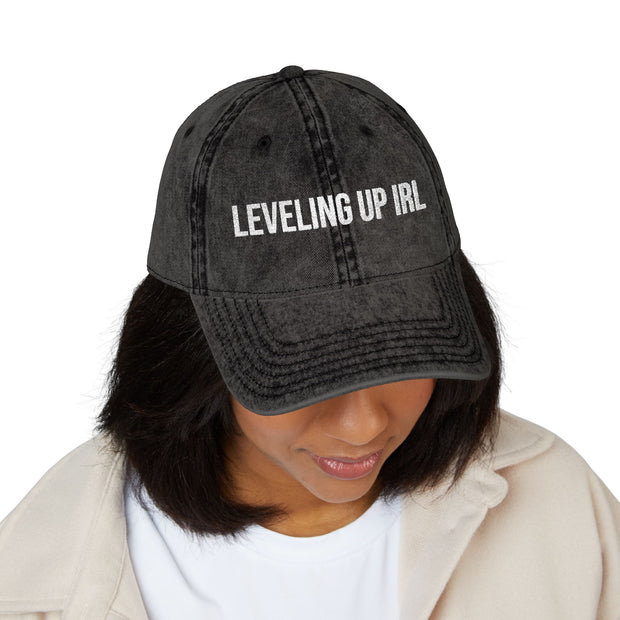 'Leveling Up In IRL' Vintage Embroidered Cap