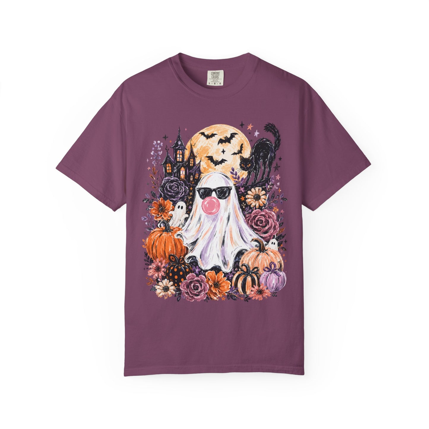 Cute Sunglasses Ghost Halloween T-shirt | Pumpkin, Black Cat, Haunted House