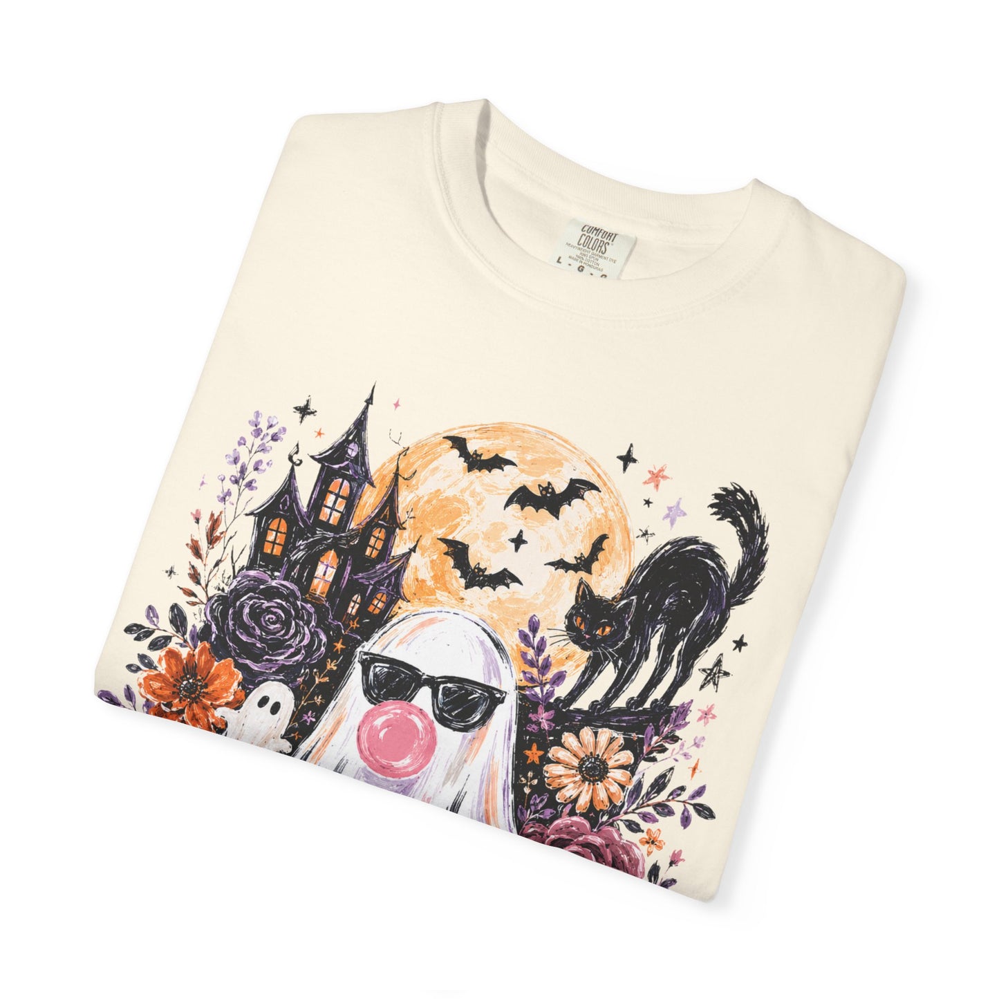 Cute Sunglasses Ghost Halloween T-shirt | Pumpkin, Black Cat, Haunted House