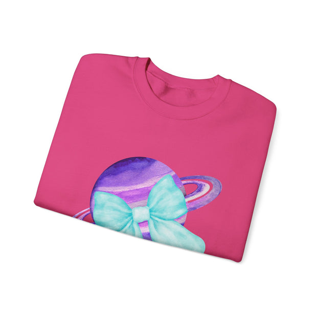 Purple Saturn Wrapped In A Bow Sweatshirt