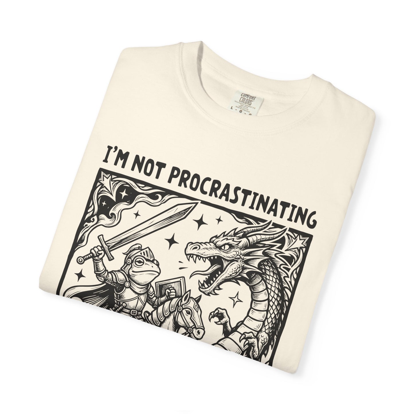I'm Not Procrastinating I'm Doing Side Quests T-Shirt, Funny Gamer Tee, RPG Knight vs Dragon Shirt, Fantasy Gaming Graphic T-Shirt, Nerd Gift