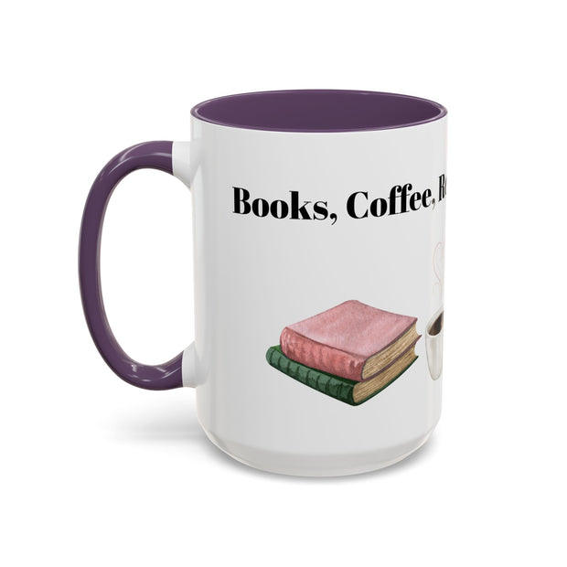 'Books, Coffee, Repeat' Accent Coffee Mug