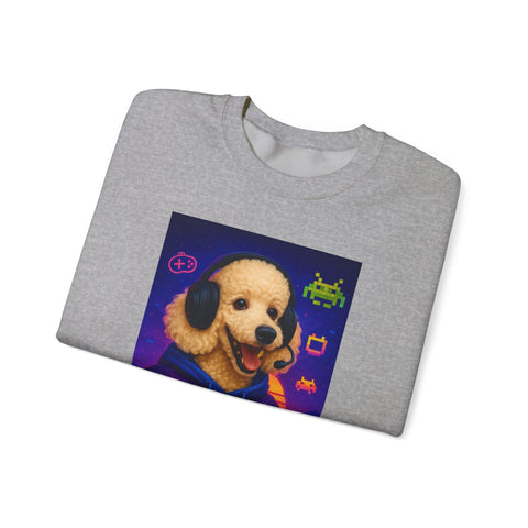 Gamer Dog Sweatshirt, Unisex Crewneck, Cute Gaming Apparel, Gift for Pet Lovers, Funny Sweatshirt, Cozy Gaming Clothing