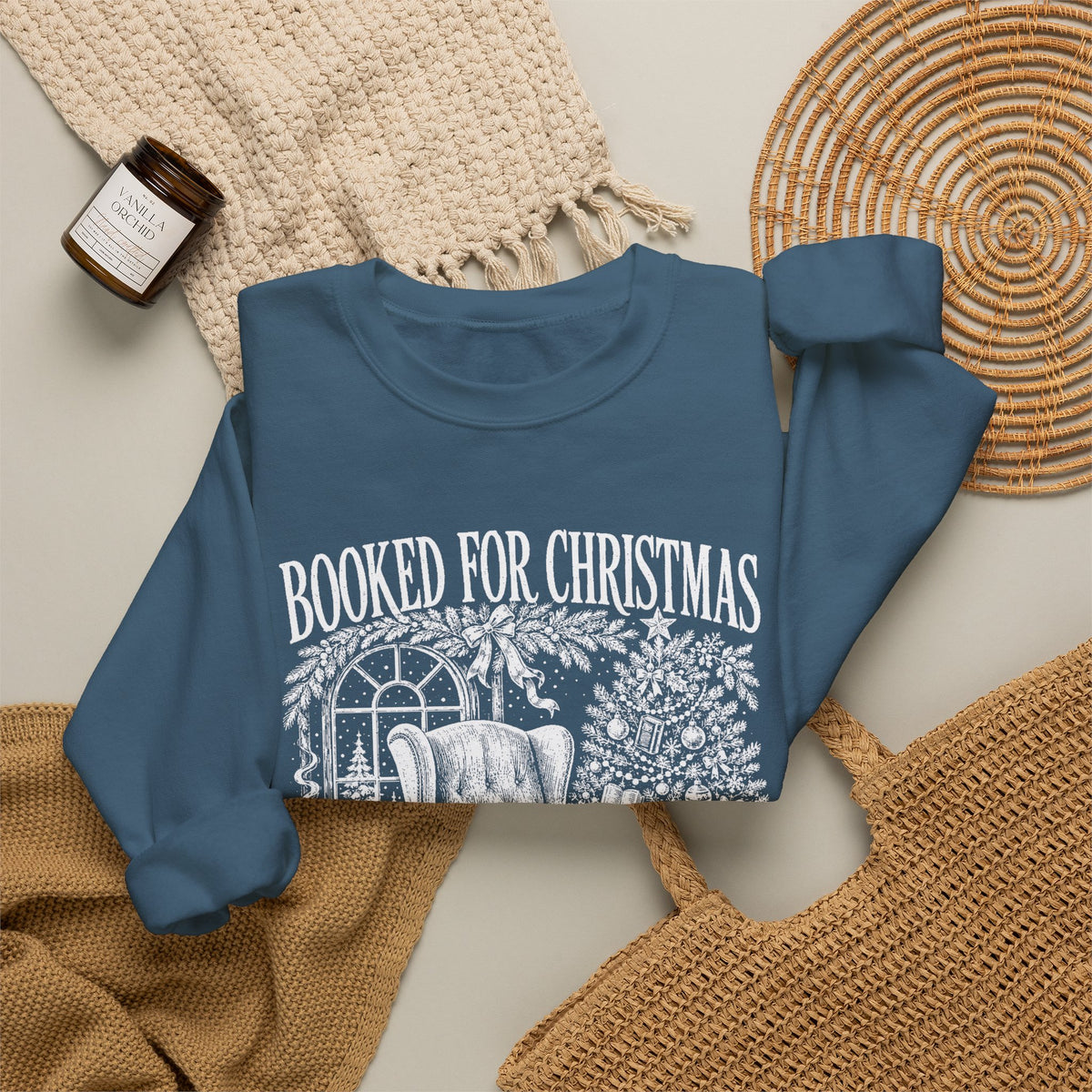 Booked for Christmas Sweatshirt, Book Lover Christmas Crewneck, Cozy Reader Sweater, Bookish Holiday Shirt, BookTok Christmas Gift