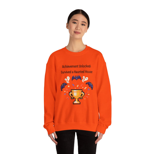 'Achievement Unlocked: Survived A Haunted House' Unisex Crewneck Sweatshirt
