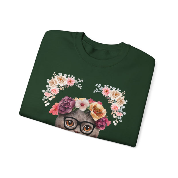 Geeky Goddess Dark Gray Cat Unisex Crewneck Sweatshirt