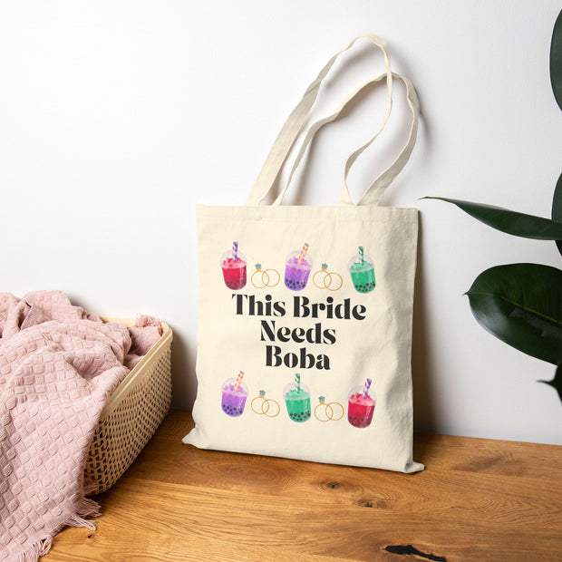 'This Bride Needs Boba' Cotton Canvas Tote Bag