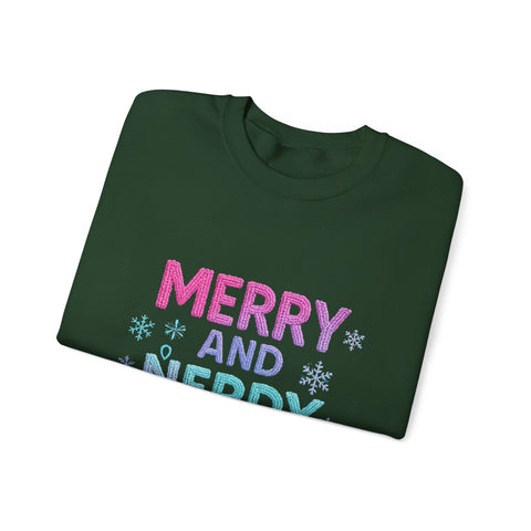 Festive Gamer Crewneck Sweatshirt - Merry and Nerdy, Unisex Sweatshirt, Holiday Apparel, Gaming Sweatshirt, Cozy Gift for Gamers
