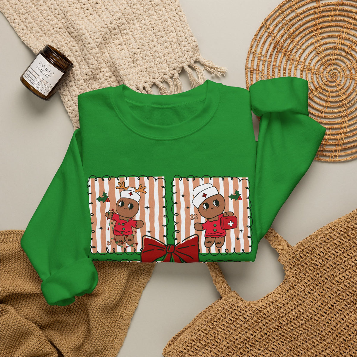 Gingerbread Christmas Sweatshirt, Cute Gingerbread Crewneck, Christmas Bow Sweatshirt, Gingerbread Man Shirt, Funny Holiday Sweater, Christmas Gift