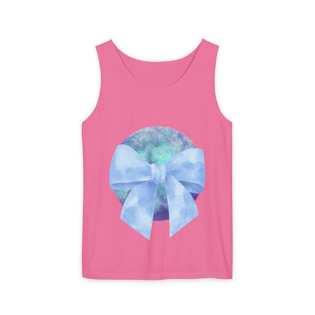 Blue/Green Planet Wrapped In A Bow Unisex Tank Top