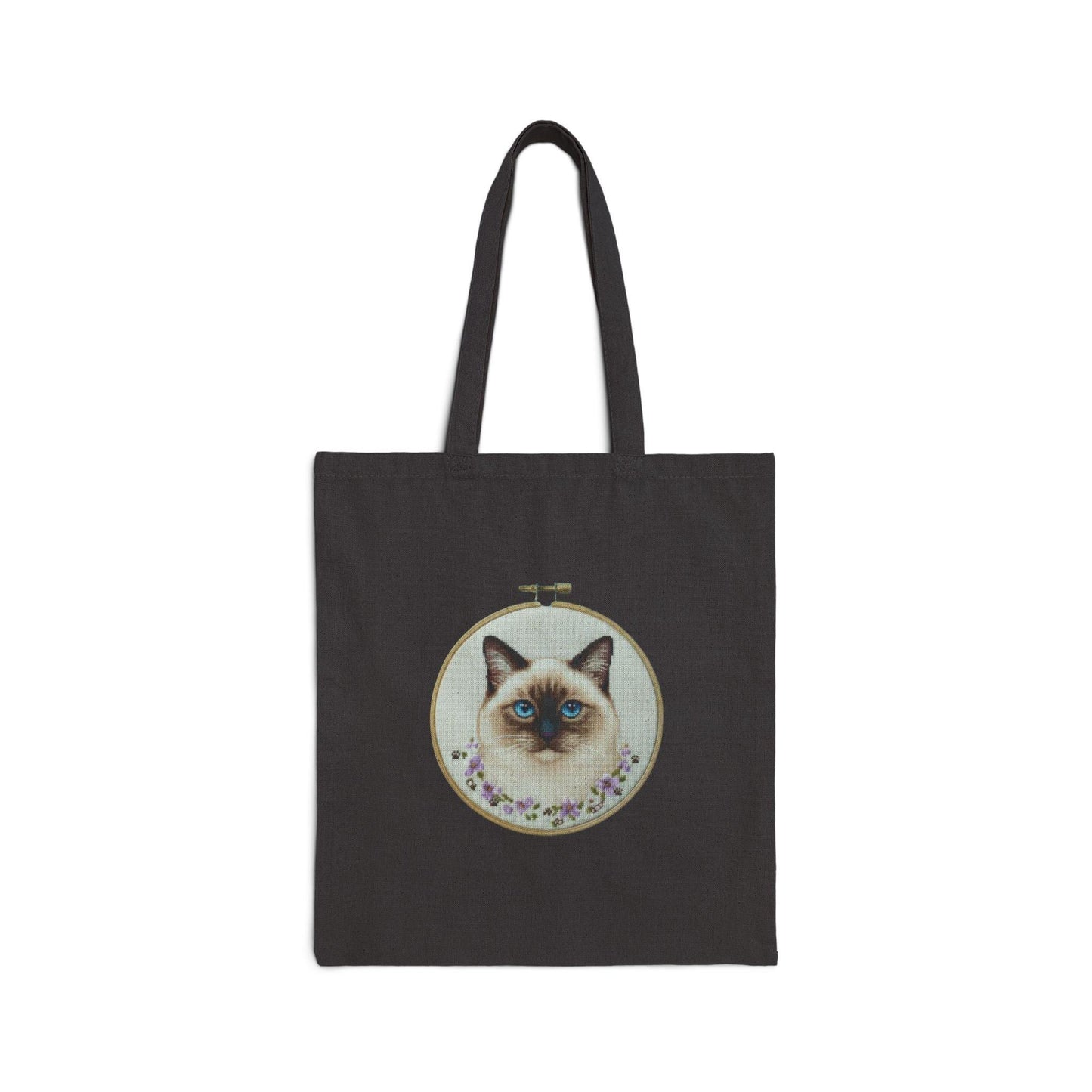 Embroidery Hoop Ragdoll Cat Tote Bag | Cotton Canvas Tote
