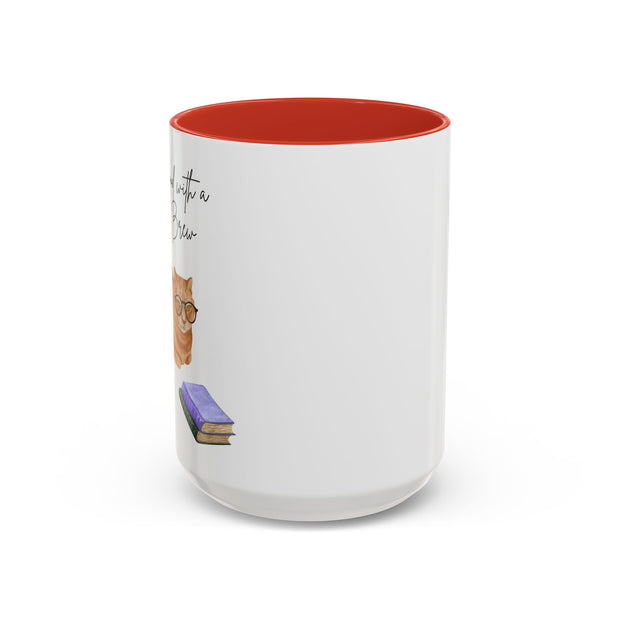 'Feline Good With A Book & Brew' Accent Coffee Mug