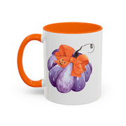 Purple Pumpkin Wrapped In A Bow Accent Coffee Mug