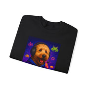 Gaming Golden Doodle Illustration Crewneck Sweatshirt | Retro Arcade Gamer