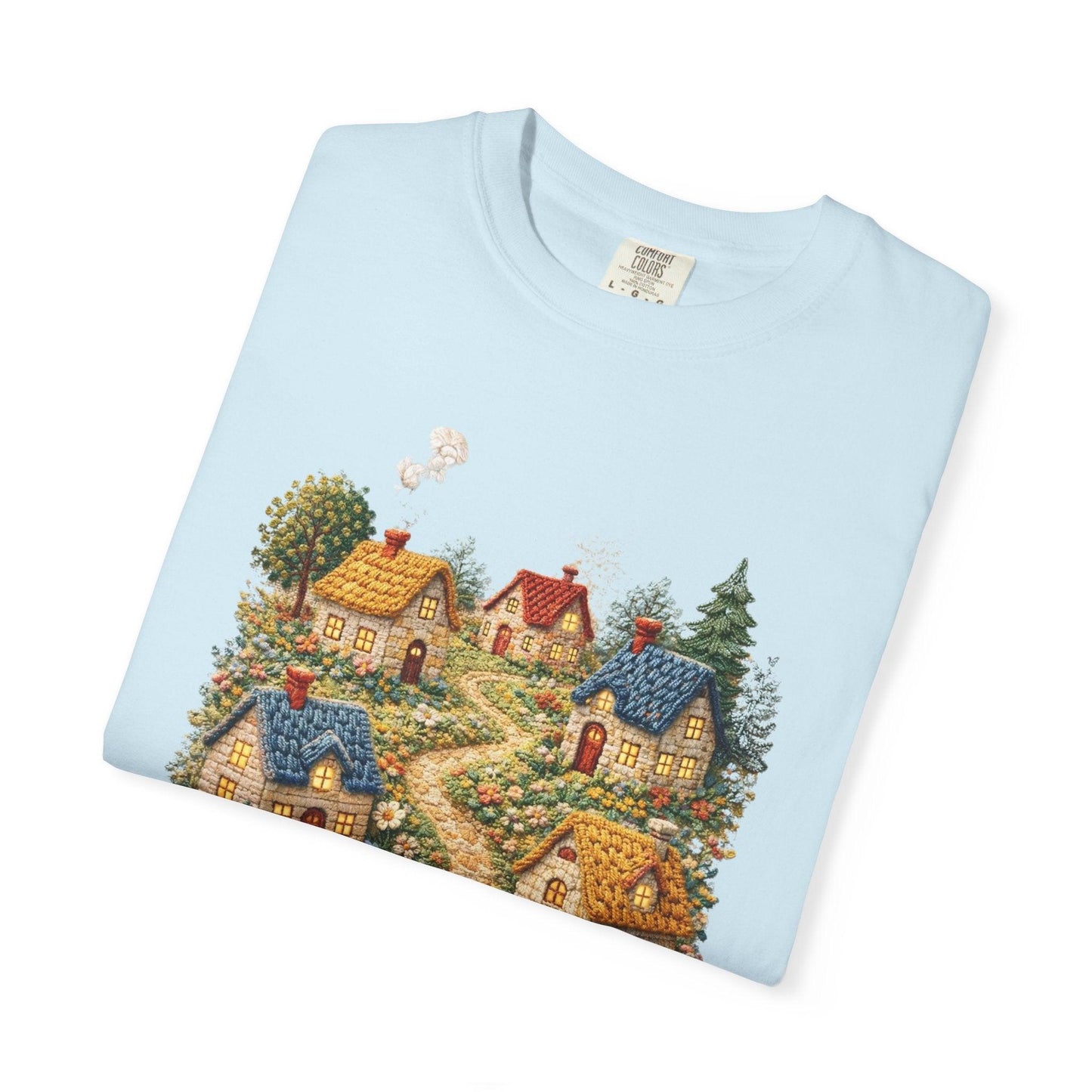 Cottage Garden Path T-shirt | Floral Village Illustration