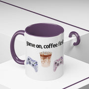 'Game On, Coffee First' Accent Coffee Mug
