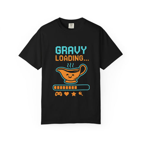 Gravy Loading Unisex Tee, Funny Foodie T-Shirt for Thanksgiving, Casual Wear, Gamer Gift, Comfort Fit
