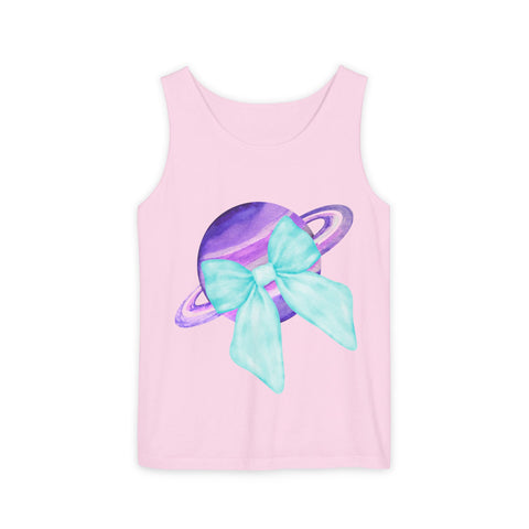 Purple Saturn Wrapped In Bow Unisex Tank Top