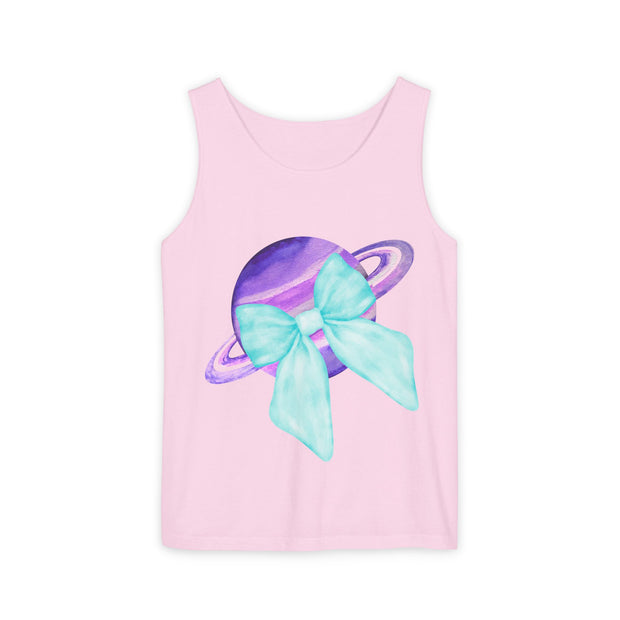 Purple Saturn Wrapped In Bow Unisex Tank Top