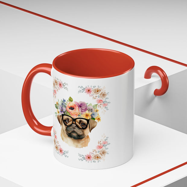 Geeky Goddess Pug Accent Coffee Mug