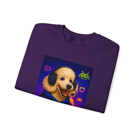 Gamer Dog Sweatshirt, Unisex Crewneck, Cute Gaming Apparel, Gift for Pet Lovers, Funny Sweatshirt, Cozy Gaming Clothing