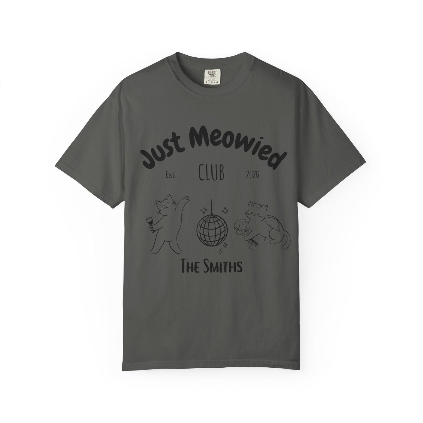 Just Married Cat Wedding Shirt Newlywed Couple Matching T-Shirt Comfort Colors Mr And Mrs Tee Just Meowied Honeymoon Gift For Bride Groom