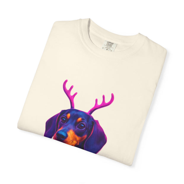 Dachshund in Reindeer Antlers T-Shirt | Christmas Sweater Lights Design
