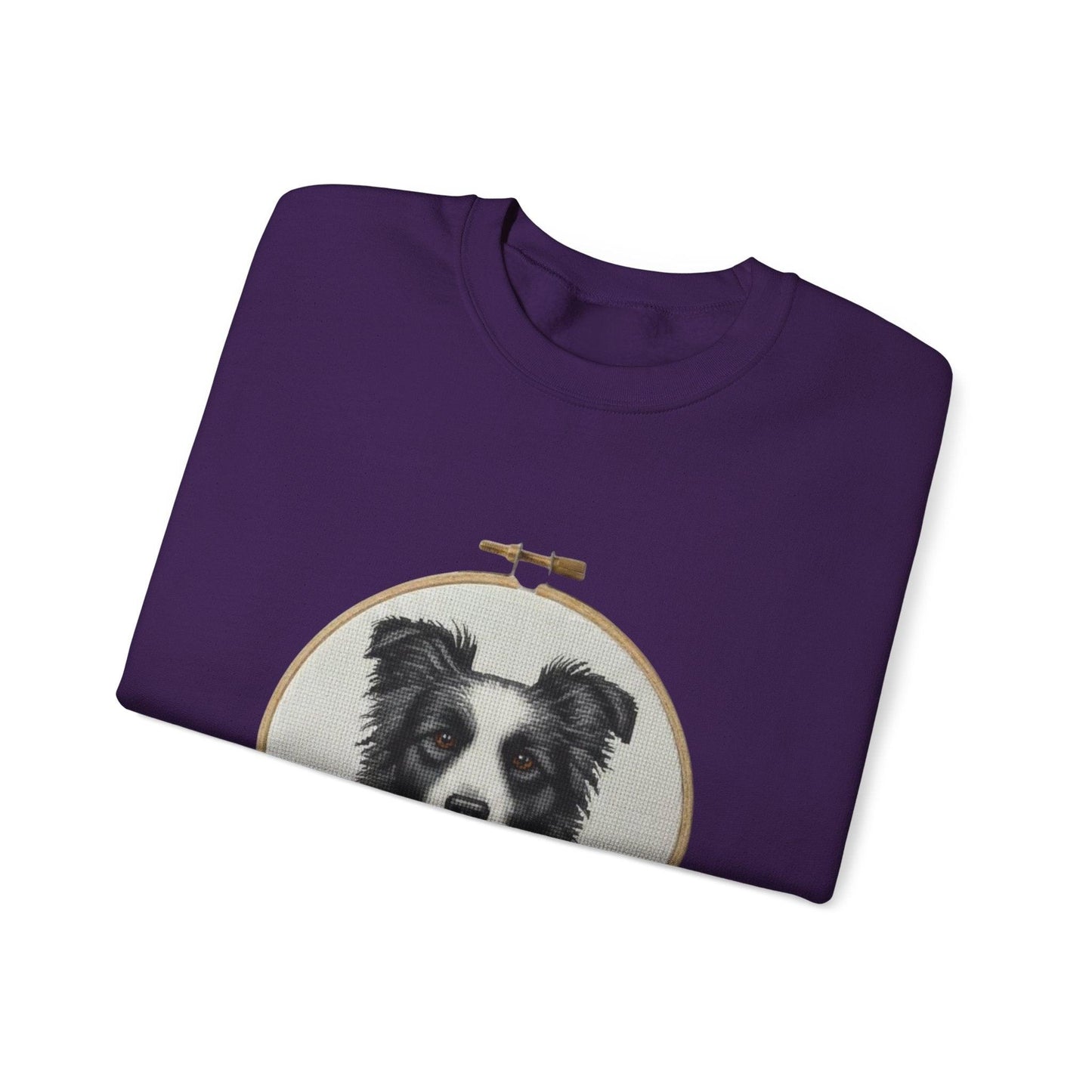Border Collie Portrait Crewneck Sweatshirt | Embroidery Hoop Dog Design