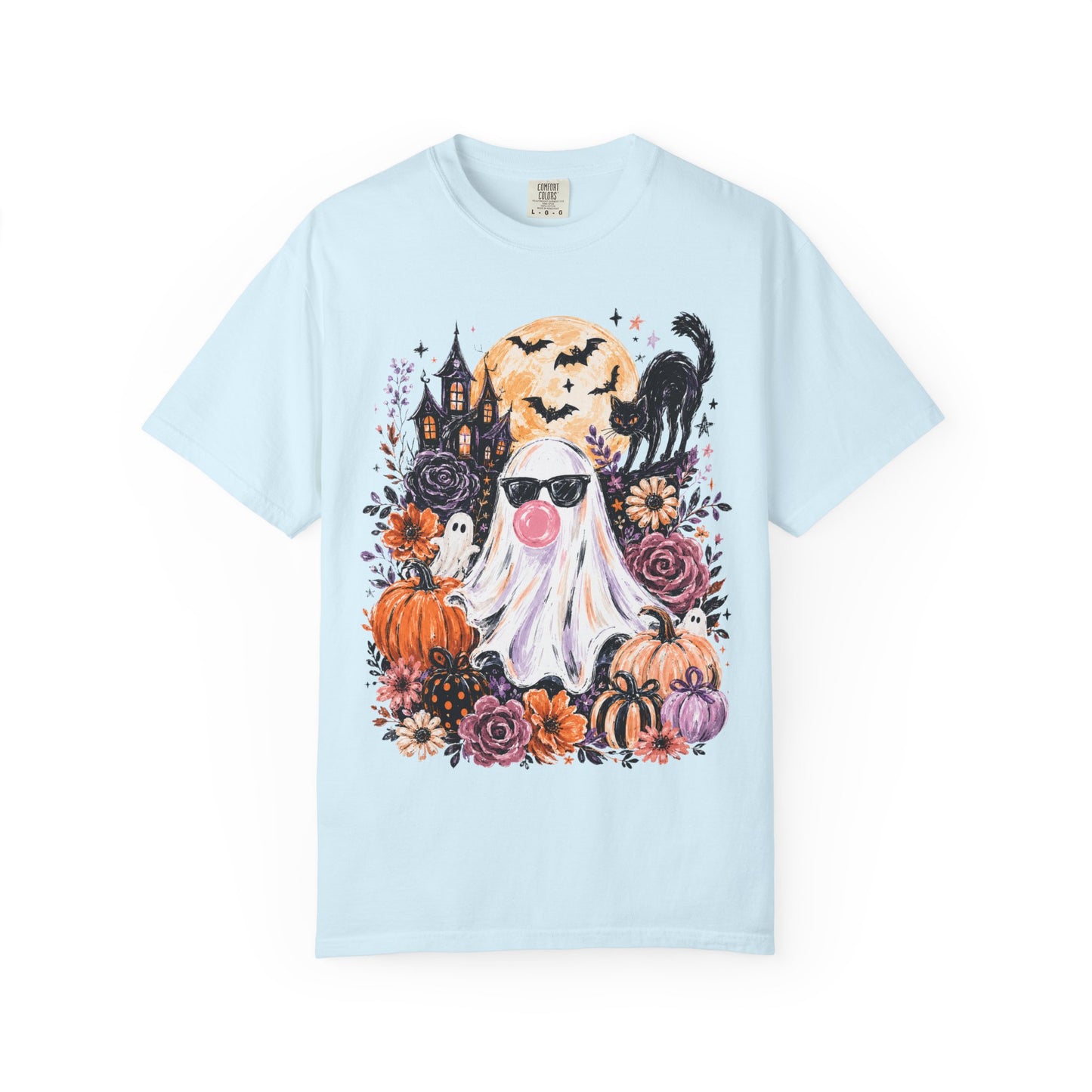 Cute Sunglasses Ghost Halloween T-shirt | Pumpkin, Black Cat, Haunted House
