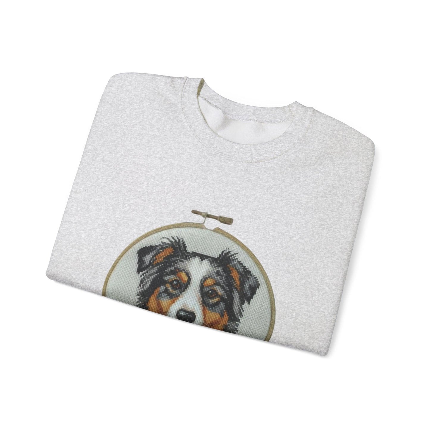 Australian Shepherd Sweatshirt, Aussie Dog Mom Gift, Embroidery Hoop Portrait, Cross Stitch Dog Crewneck