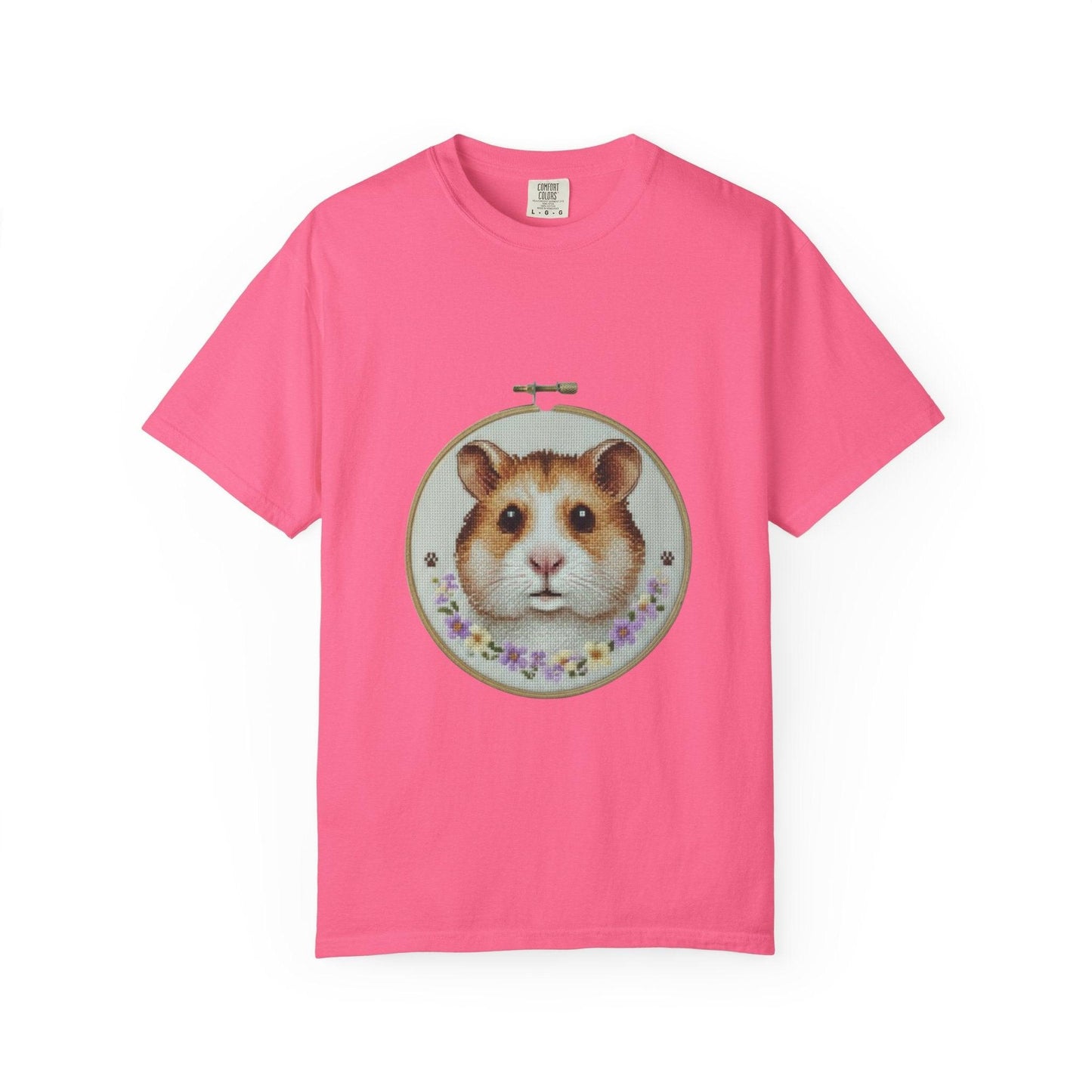 Hamster Portrait Embroidery Hoop T-shirt | Cute Small Pet Illustration