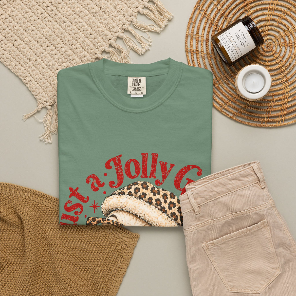 Jolly Goose Christmas Shirt, Funny Christmas Goose Tee, Leopard Santa Goose Shirt, Goose Lover Gift, Retro Holiday T-Shirt