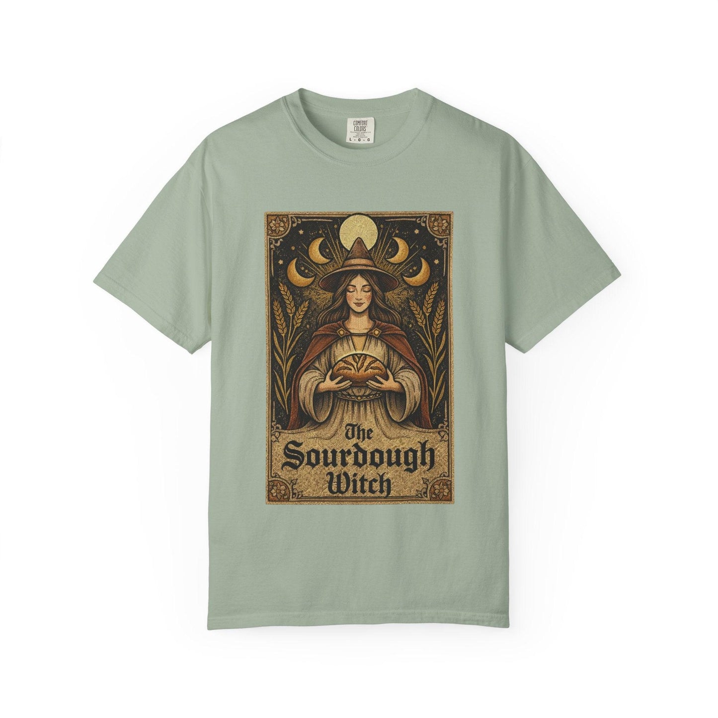 Sourdough Witch T-Shirt | Vintage Witch Art, Moon Phases, Baking Theme