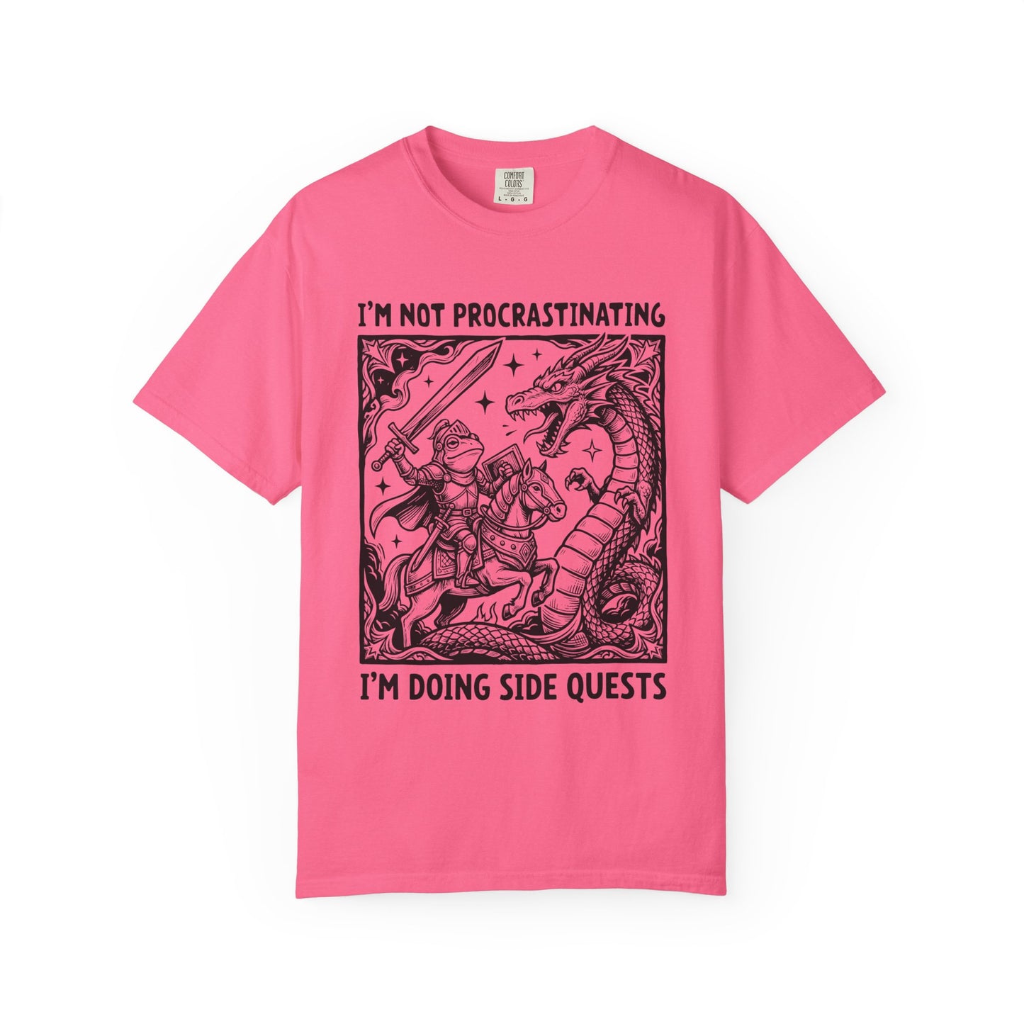I'm Not Procrastinating I'm Doing Side Quests T-Shirt, Funny Gamer Tee, RPG Knight vs Dragon Shirt, Fantasy Gaming Graphic T-Shirt, Nerd Gift
