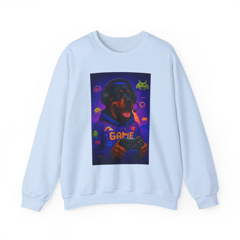 Game On! Unisex Rottweiler Gamer Sweatshirt, Video Game Gift, Cozy Crewneck, Gift for Gamers, Fun Gaming Apparel