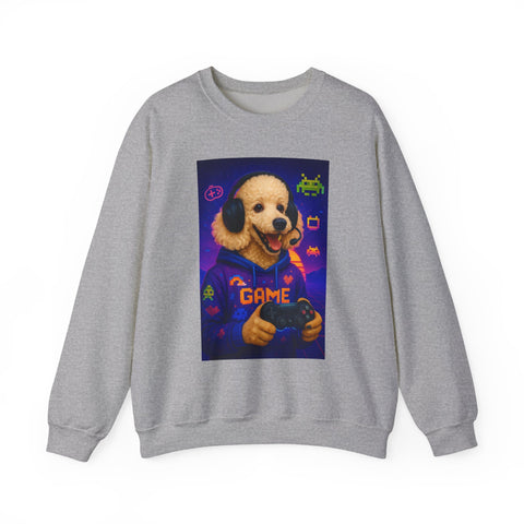 Gamer Dog Sweatshirt, Unisex Crewneck, Cute Gaming Apparel, Gift for Pet Lovers, Funny Sweatshirt, Cozy Gaming Clothing