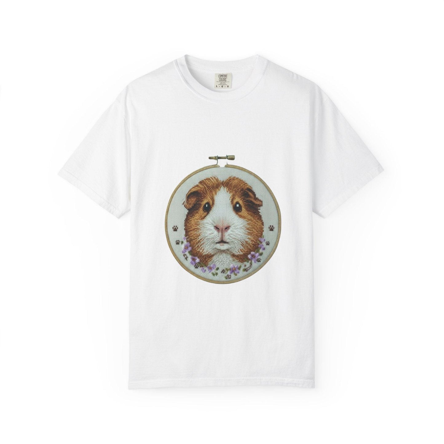 Guinea Pig Portrait T-shirt | Embroidery Hoop Style, Cute Pet Graphic