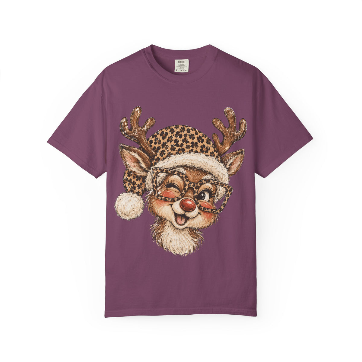 Leopard Reindeer Christmas Shirt, Retro Reindeer Tee, Cheetah Print Holiday Shirt, Cute Christmas T-Shirt, Reindeer Gift for Her