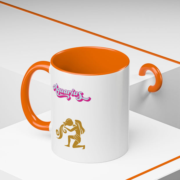 'Aquarius' Zodiac Accent Coffee Mug